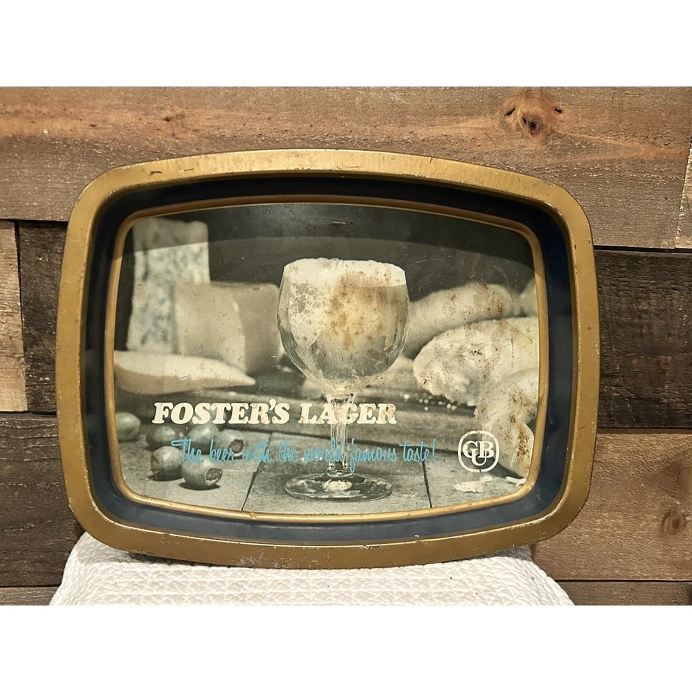 Vintage Foster's Lager Beer‎ Metal Tray CUB Bar Man Cave Memorabilia Sign